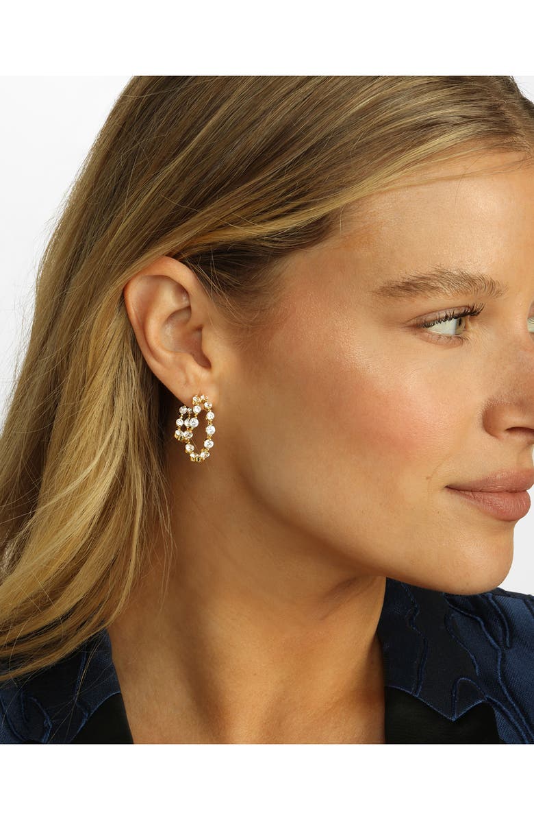 Melinda Maria She's an Icon Double Hoop Earrings, Alternate, color, Gold-White