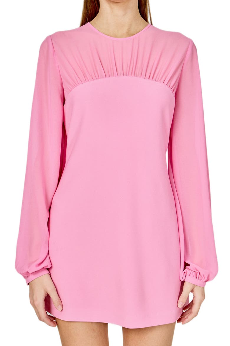 Long Sleeve Mixed Media Minidress, Alternate, color, PINK