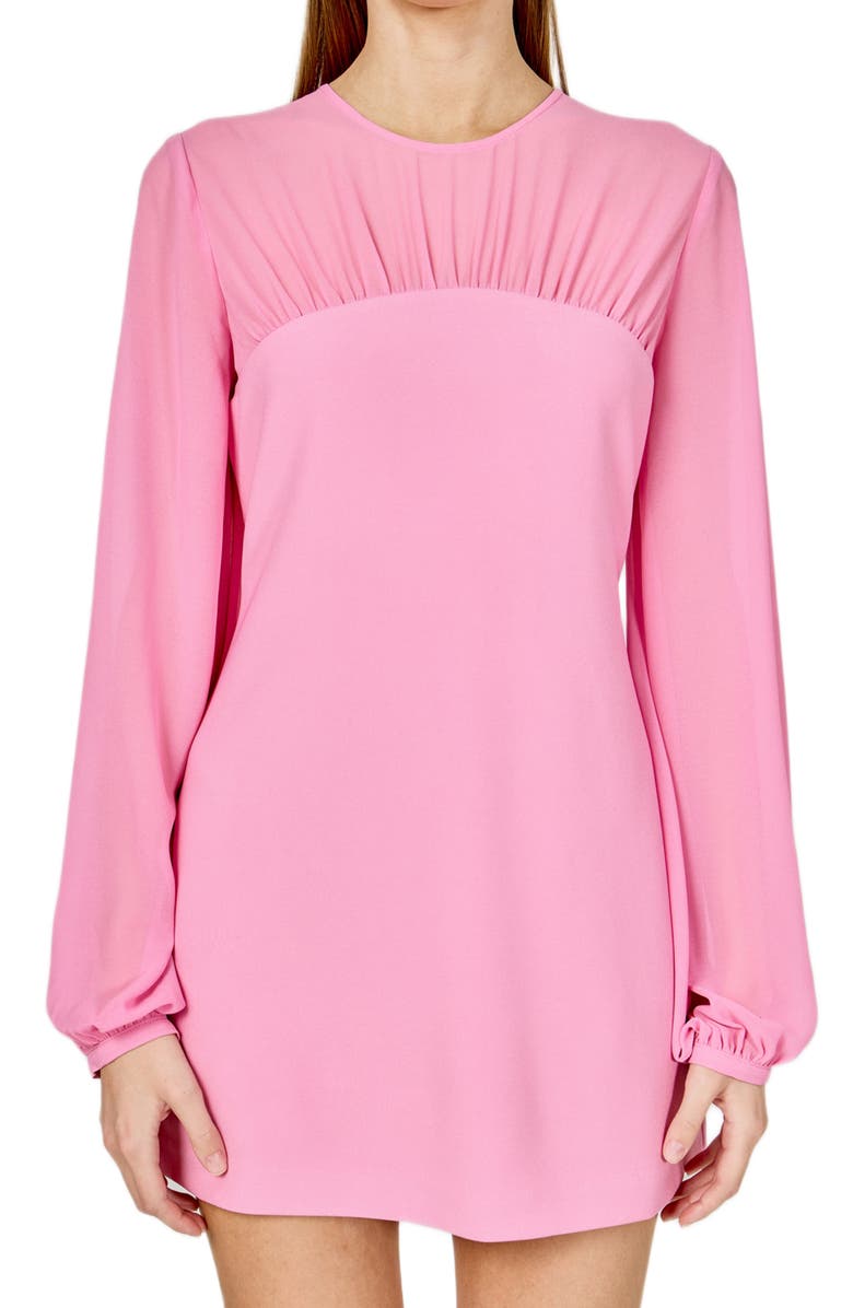 Endless Rose Long Sleeve Mixed Media Minidress, Alternate, color, Pink