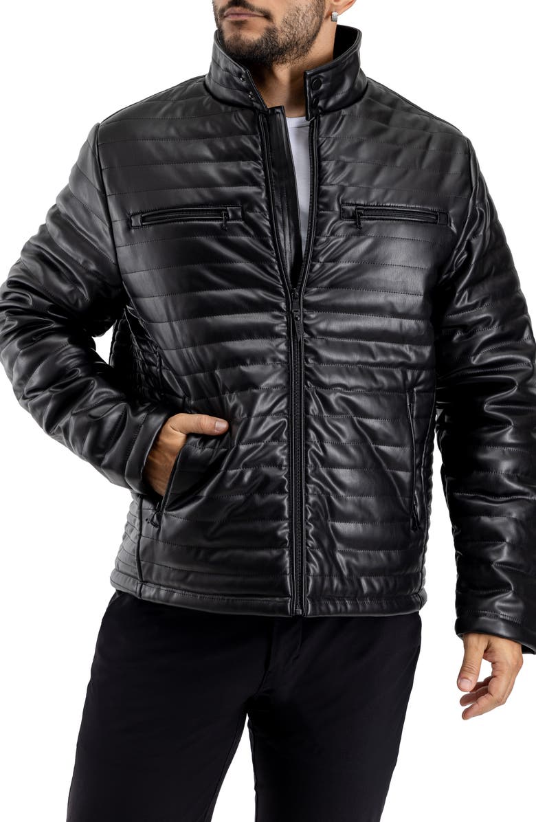 XRAY Faux Fur Lining Quilted Faux Leather Jacket, Main, color, 