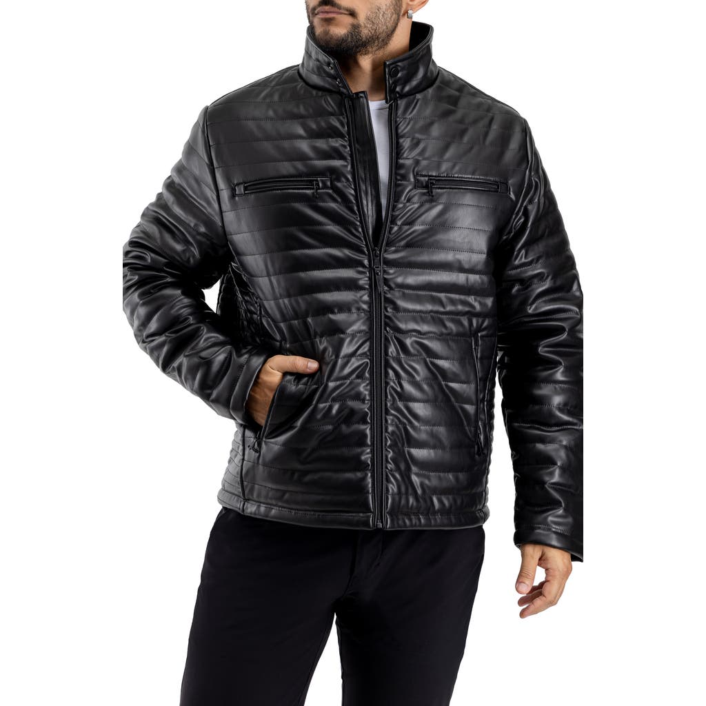 X-ray Xray Faux Fur Lining Quilted Faux Leather Jacket In Black