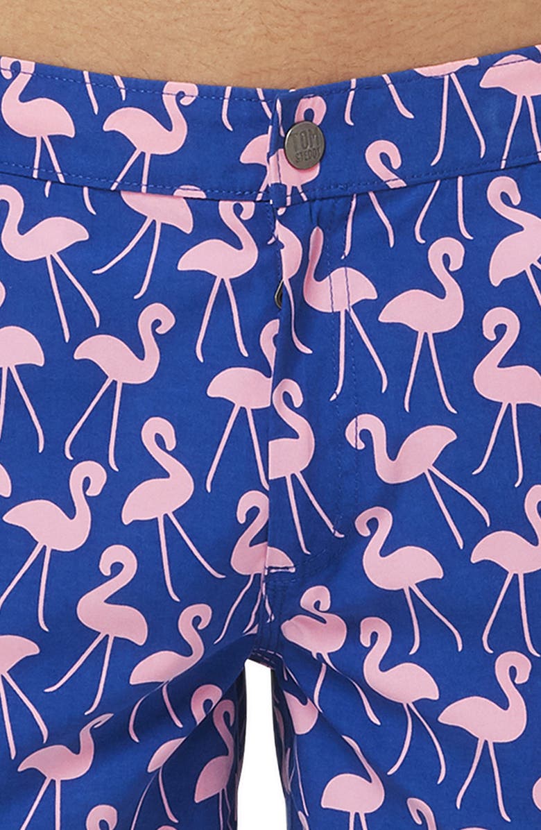 Tom & Teddy Flamingo Print Swim Trunks, Alternate, color,