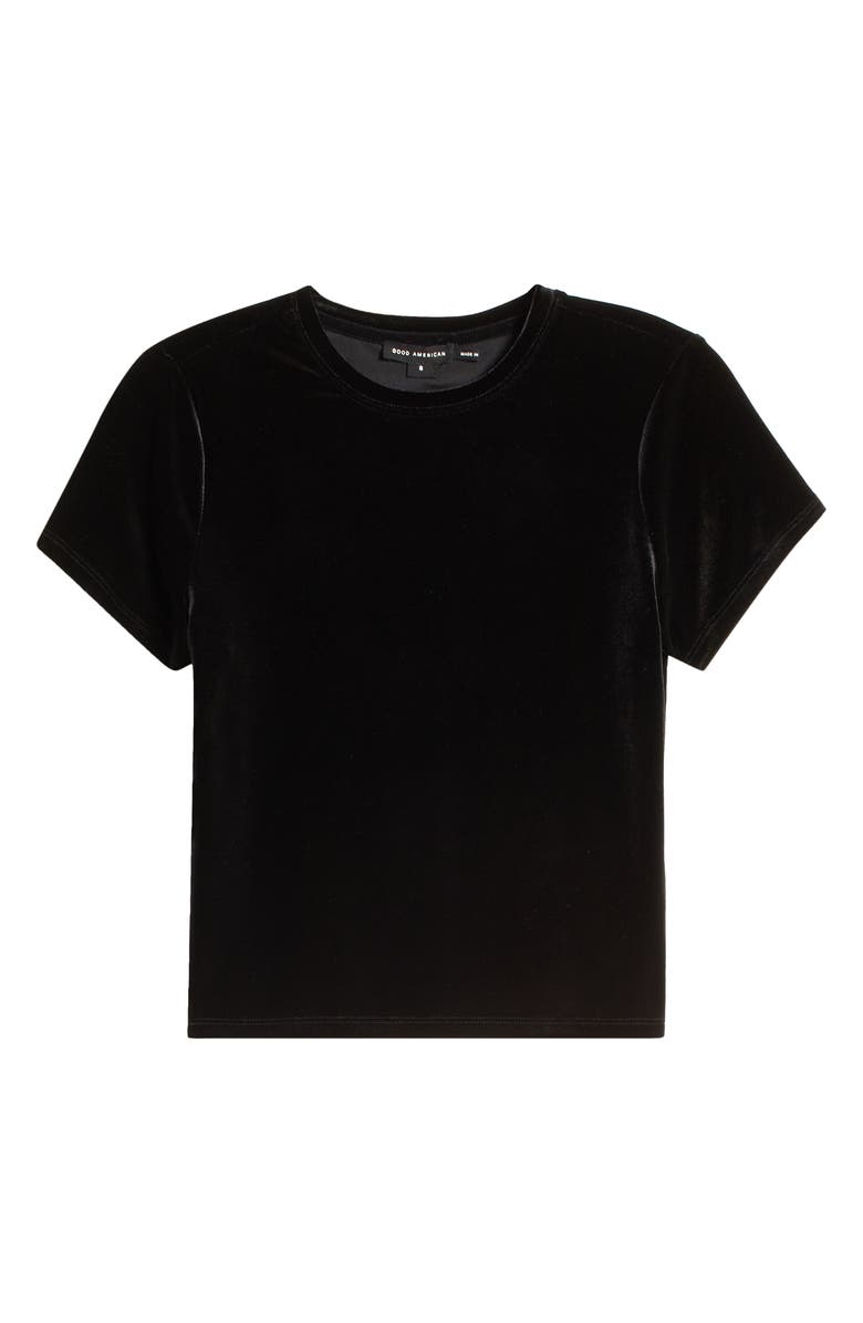 Good American Velvet Baby Tee, Alternate, color, Black001