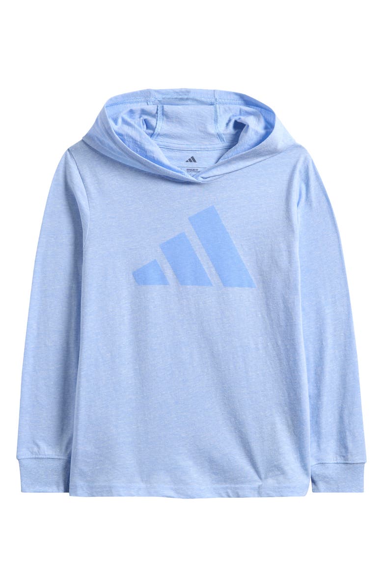 adidas Kid's Hooded Long Sleeve T-Shirt, Main, color, Light Blue