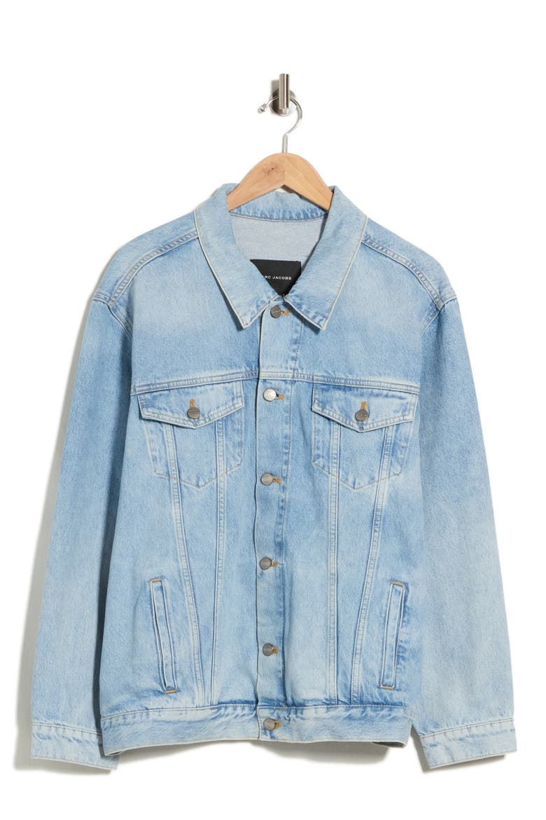 Oversize Denim Trucker Jacket, Main, color, SUN BLEACHED DENIM