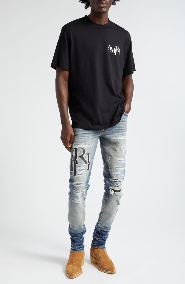 AMIRI Staggered Logo Cotton Graphic T-Shirt, Alternate, color, 