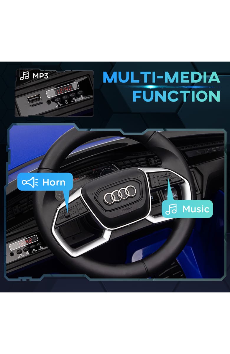 Aosom 12V Kids Electric Audi Sports Car with Parent Remote Control, Lights, Music, Horn, Alternate, color, Blue