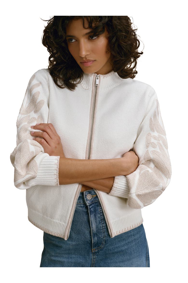 Cotton Blend Embroidered Cardigan, Alternate, color, Ivory