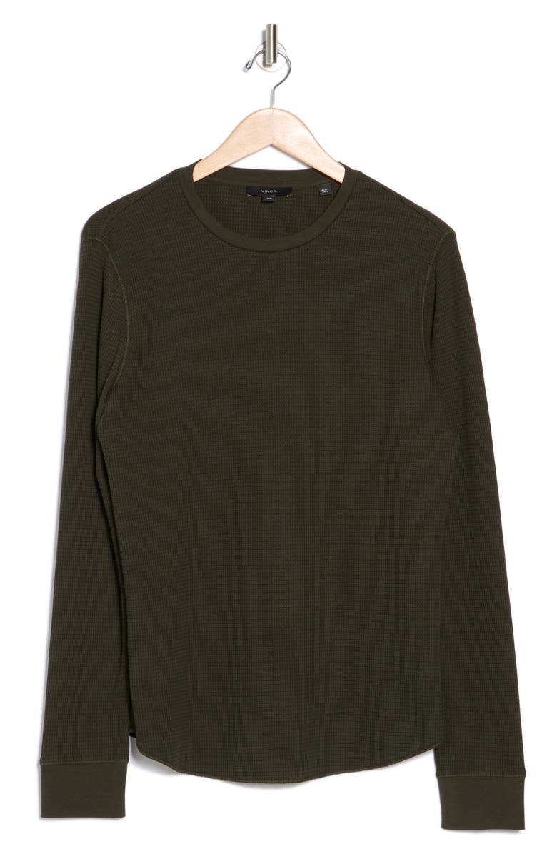 Vince Men's Thermal Cotton Blend Long Sleeve Crewneck T-Shirt, Alternate, color, Dark Seaweed