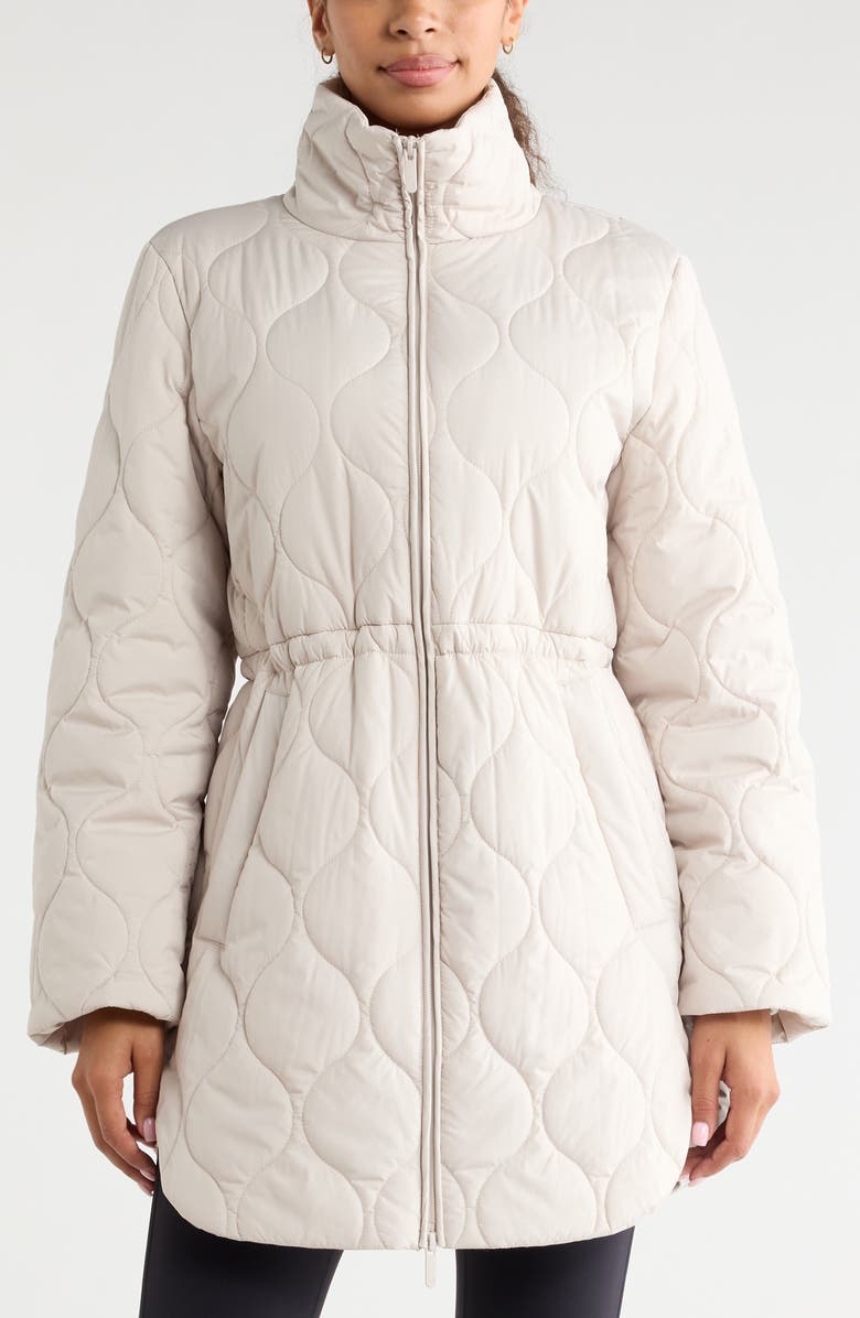 Zella Skyline Longline Quilted Jacket, Alternate, color, Grey Moonbeam