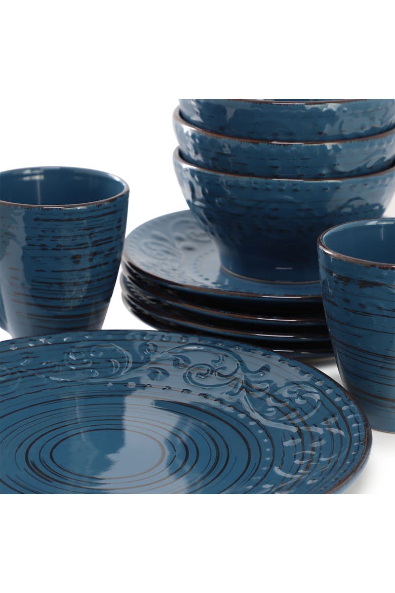 Malibu Deep Ocean 16-Piece Stoneware Dinnerware Set, Alternate, color, Blue