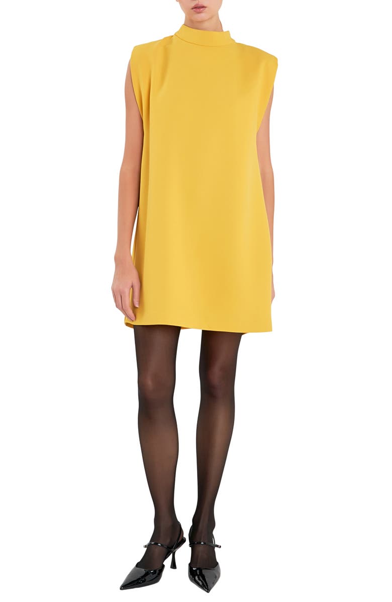 English Factory Mock Neck Sleeveless Shift Dress, Main, color, Yellow