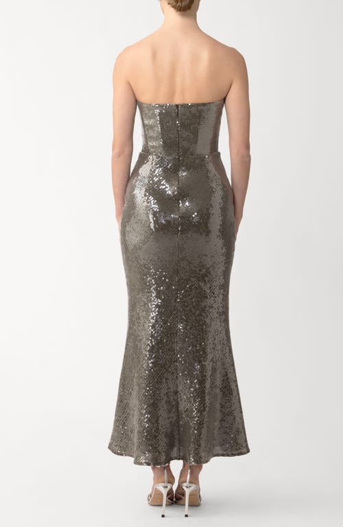 Sau Lee Ciara Sequin Strapless Mermaid Gown In Green