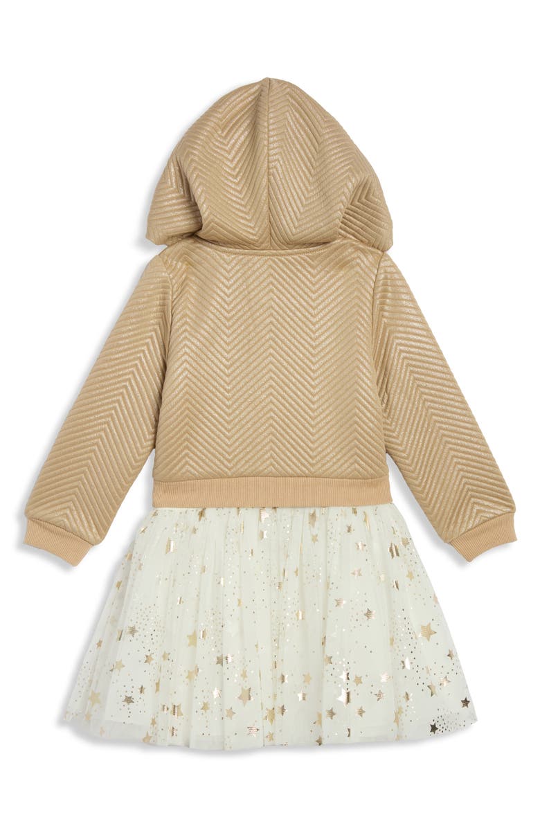 Pippa & Julie Kids' Metallic Hoodie & Dress Set, Alternate, color, Gold
