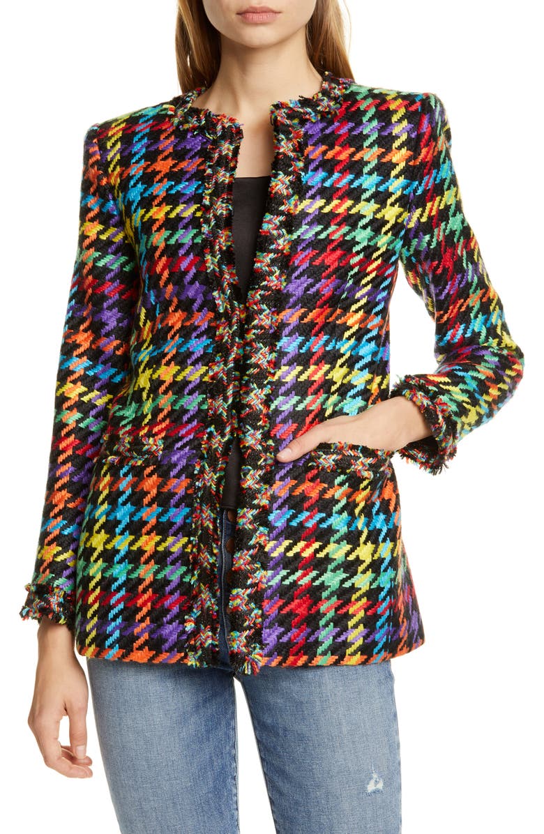 Alice + Olivia Andreas Tweed Jacket, Main, color,