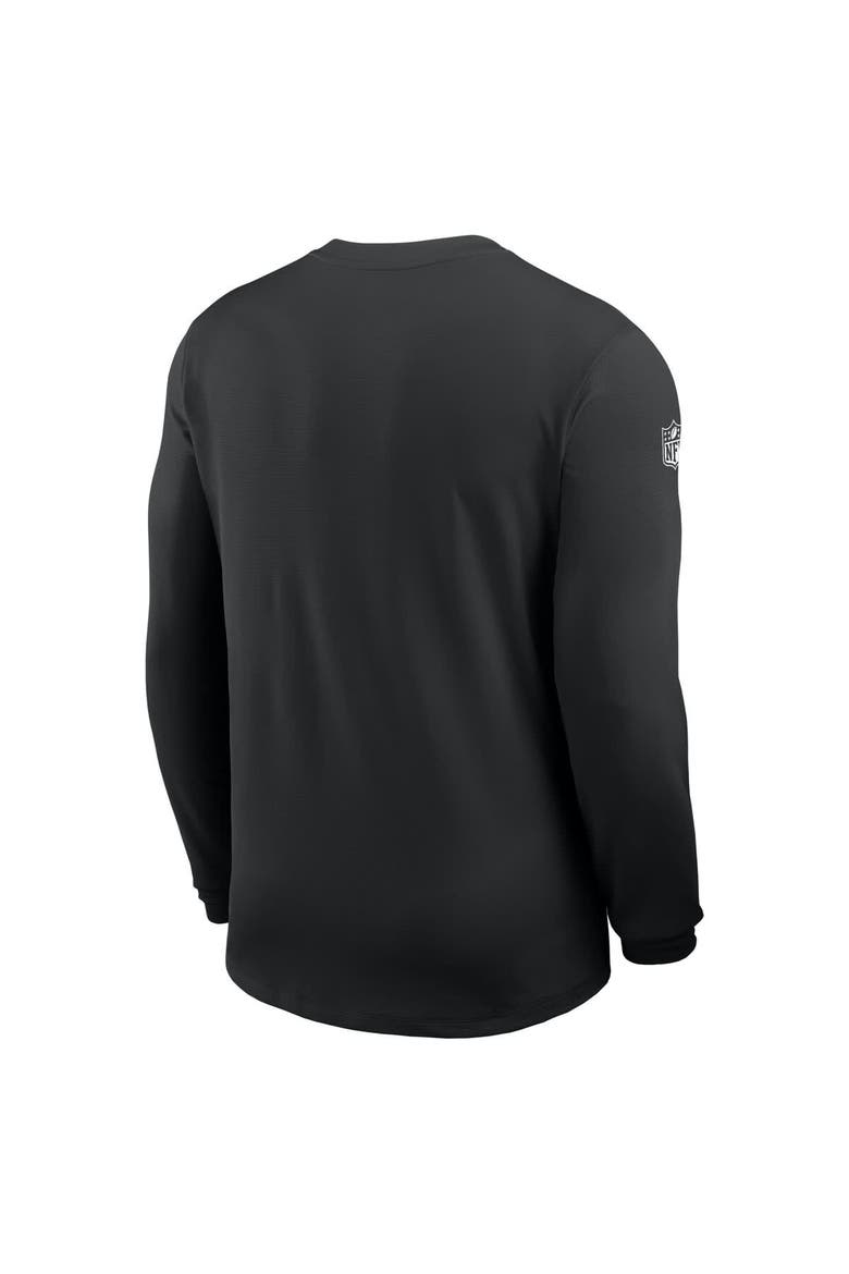 Men's Nike Black Las Vegas Raiders Sideline Coach UV Performance Long Sleeve T-Shirt, Alternate, color, Black