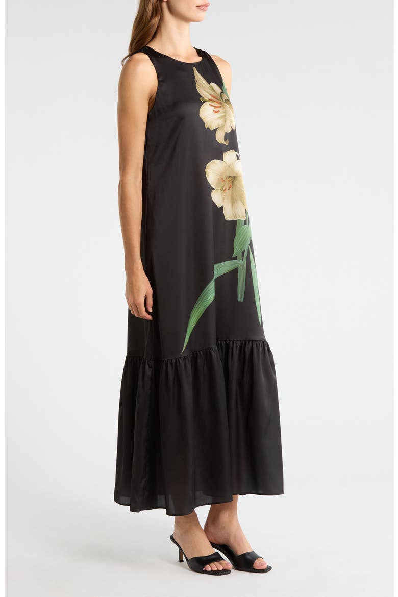 Drop Waist Floral Maxi Dress, Alternate, color, ARCTIC WOLF