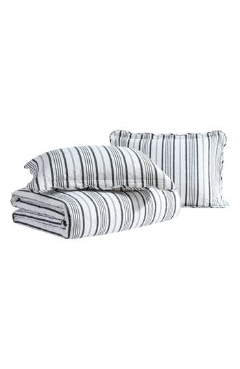 Laura Ashley Stripe Perfection 3-piece King Quilt & Sham Set In Dark Grey