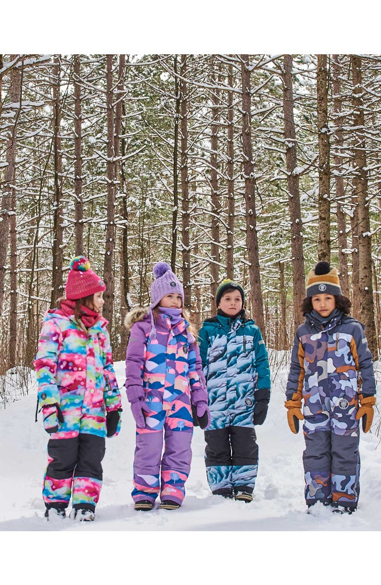 Deux par Deux Girl's One Piece Snowsuit Mauve Printed Landscape, Alternate, color, 