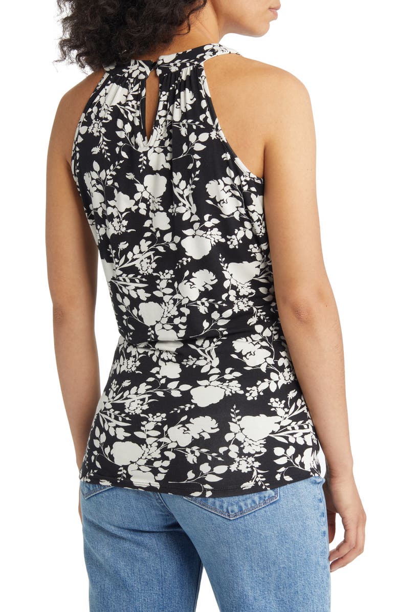 Loveappella Print Faux Wrap Tank, Alternate, color, Black/ Ivory