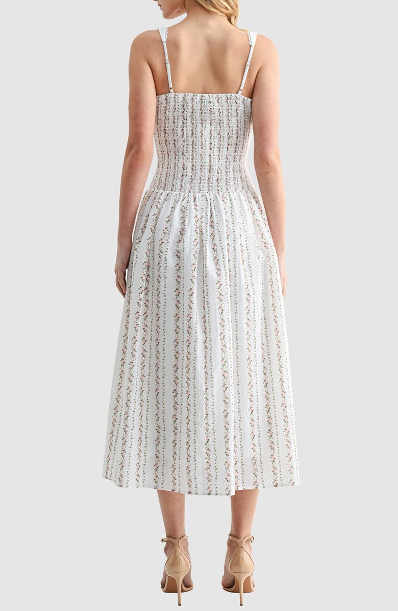 Lush Floral Button Detail Fit & Flare Midi Sundress, Alternate, color, Pink Floral