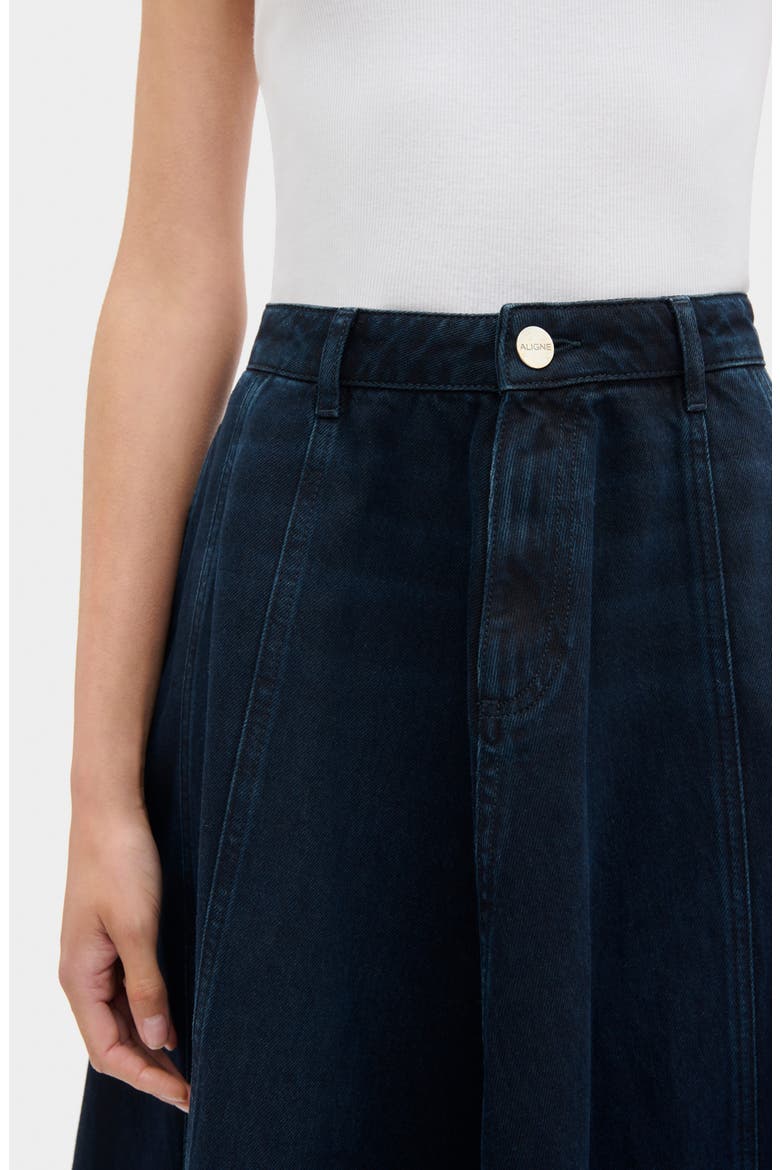Lana Denim Midi Skirt, Alternate, color, BLUE BLACK