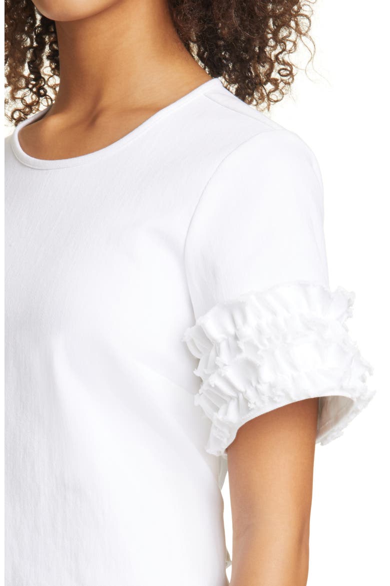 Easton Tie Waist Denim Shift Dress, Alternate, color, WHITE