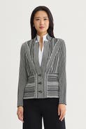 Ming Wang Monochrome Striped Knit Jacket