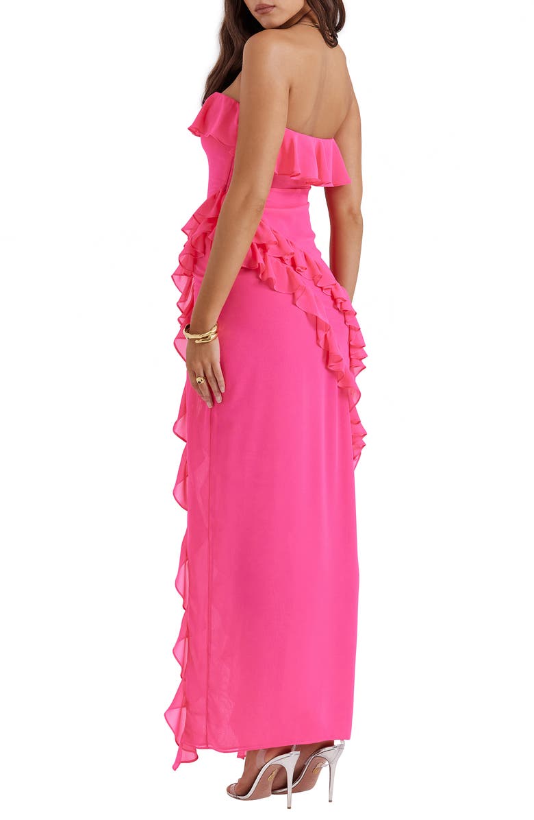 HOUSE OF CB Sarina Ruffle Strapless Maxi Dress, Alternate, color, Hot Pink