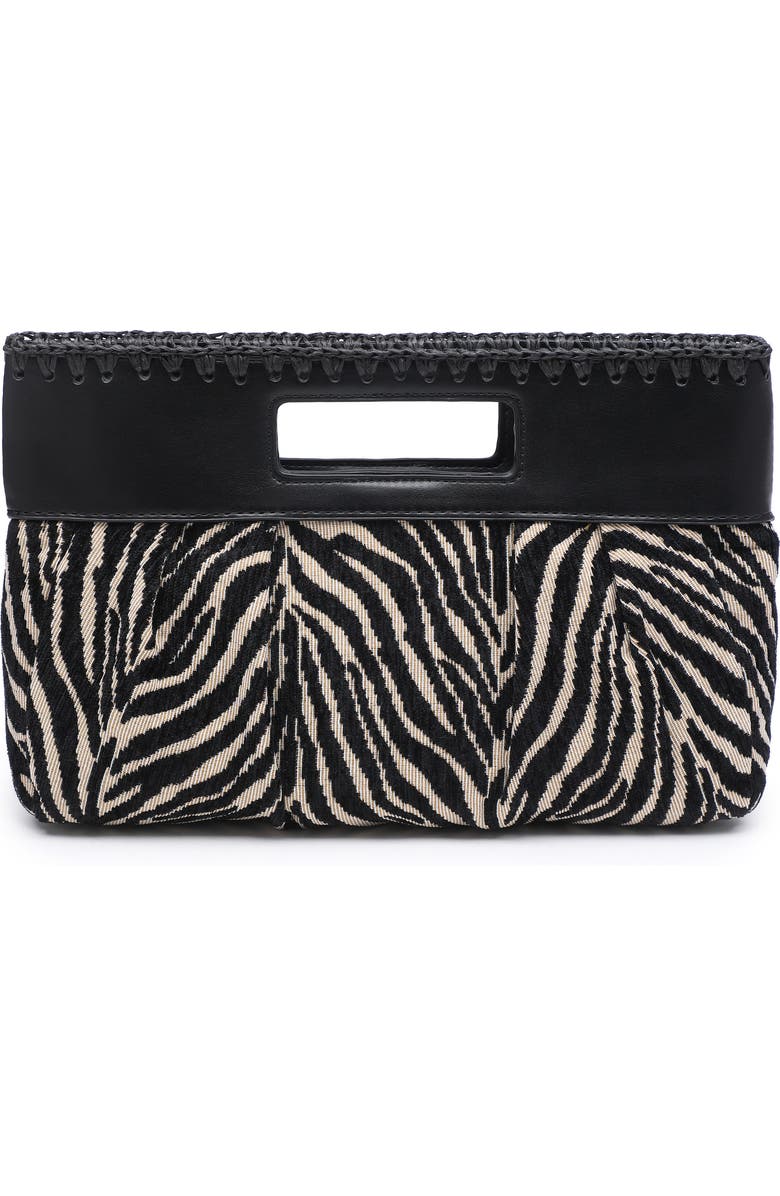 MODA LUXE Zebra Jacquard Clutch, Alternate, color, Ivory Black