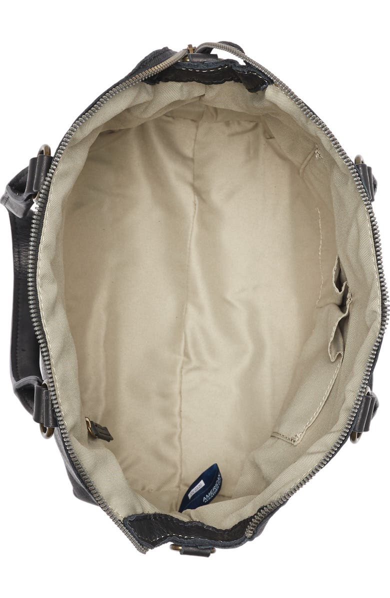 AMERICAN LEATHER CO. Carrie Dome Satchel, Alternate, color, Black Smooth