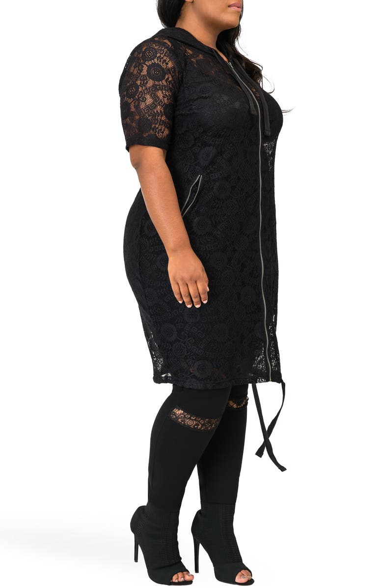 Poetic Justice Kenny Zip-Up Sheer Lace Hooded Jacket, Alternate, color, 