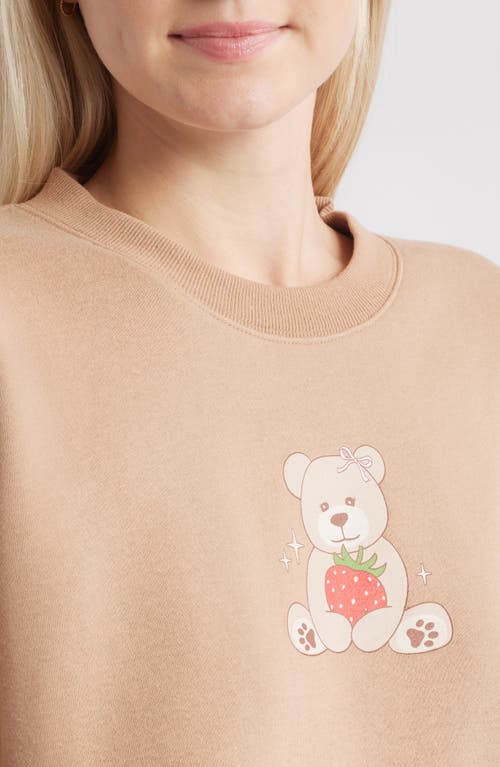 Vinyl Icons Teddy Bear & Strawberry Crewneck Sweatshirt In Brown