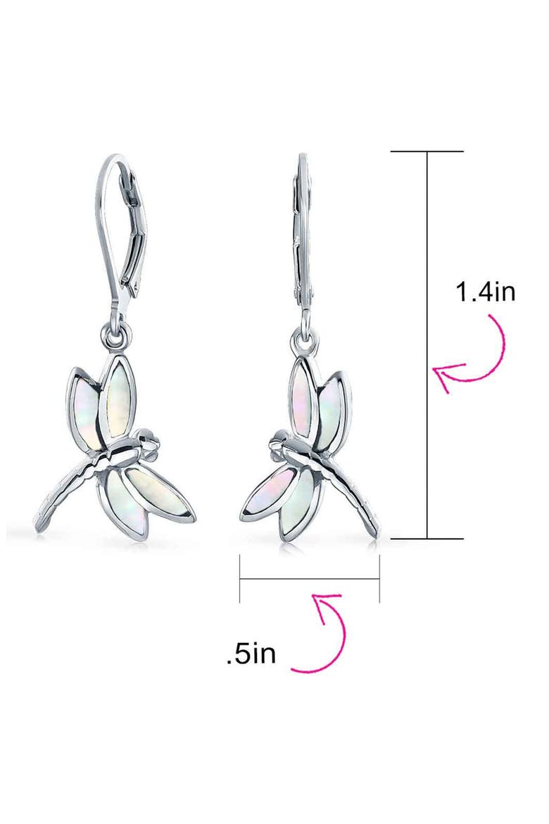 Dragonfly Drop Earrings, Alternate, color, WHITE