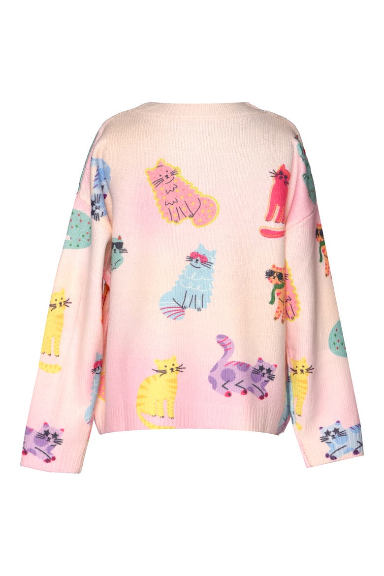 Kids' Music Cats Sweater, Alternate, color, PINK