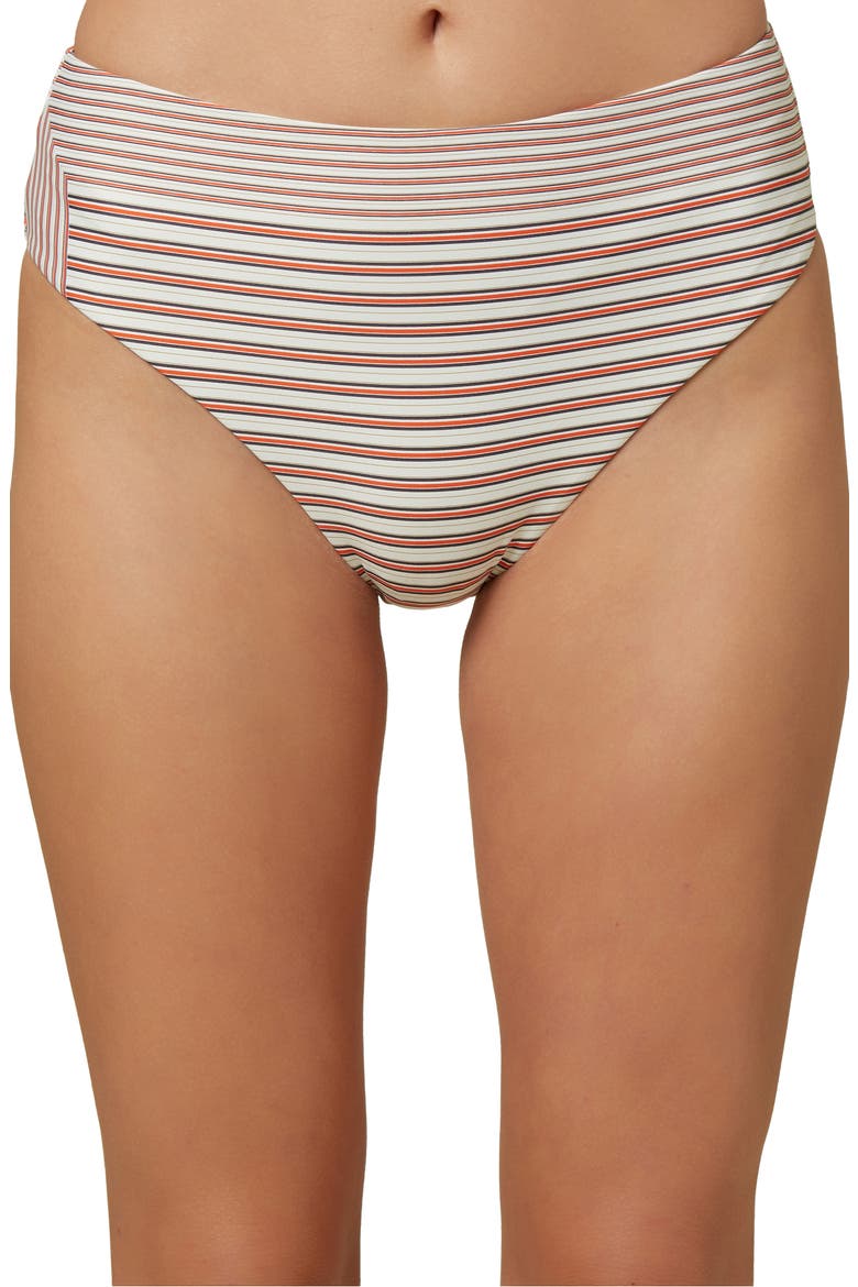 Sunray Stripe High Waist Bikini Bottoms, Main, color, VANILLA