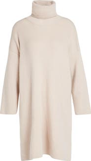 Barbour Stitch Long Sleeve Cotton Blend Rib Turtleneck Sweater Dress