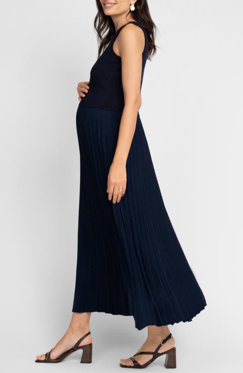 Shop Seraphine Sleeveless Knit & Chiffon Maternity/nursing Dress In Blue