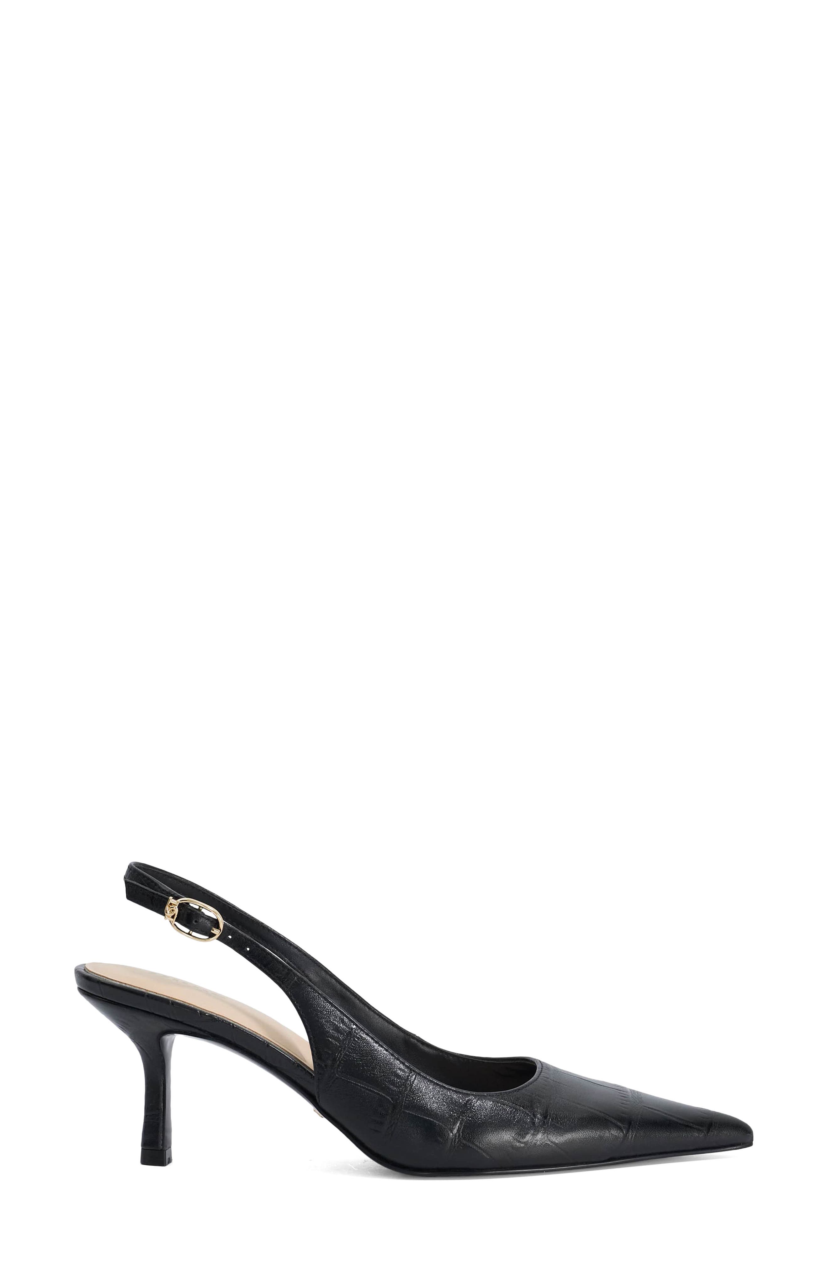 Celise Slingback Pointed Toe Pump, Alternate, color, BLACK CROC EMBOSSED