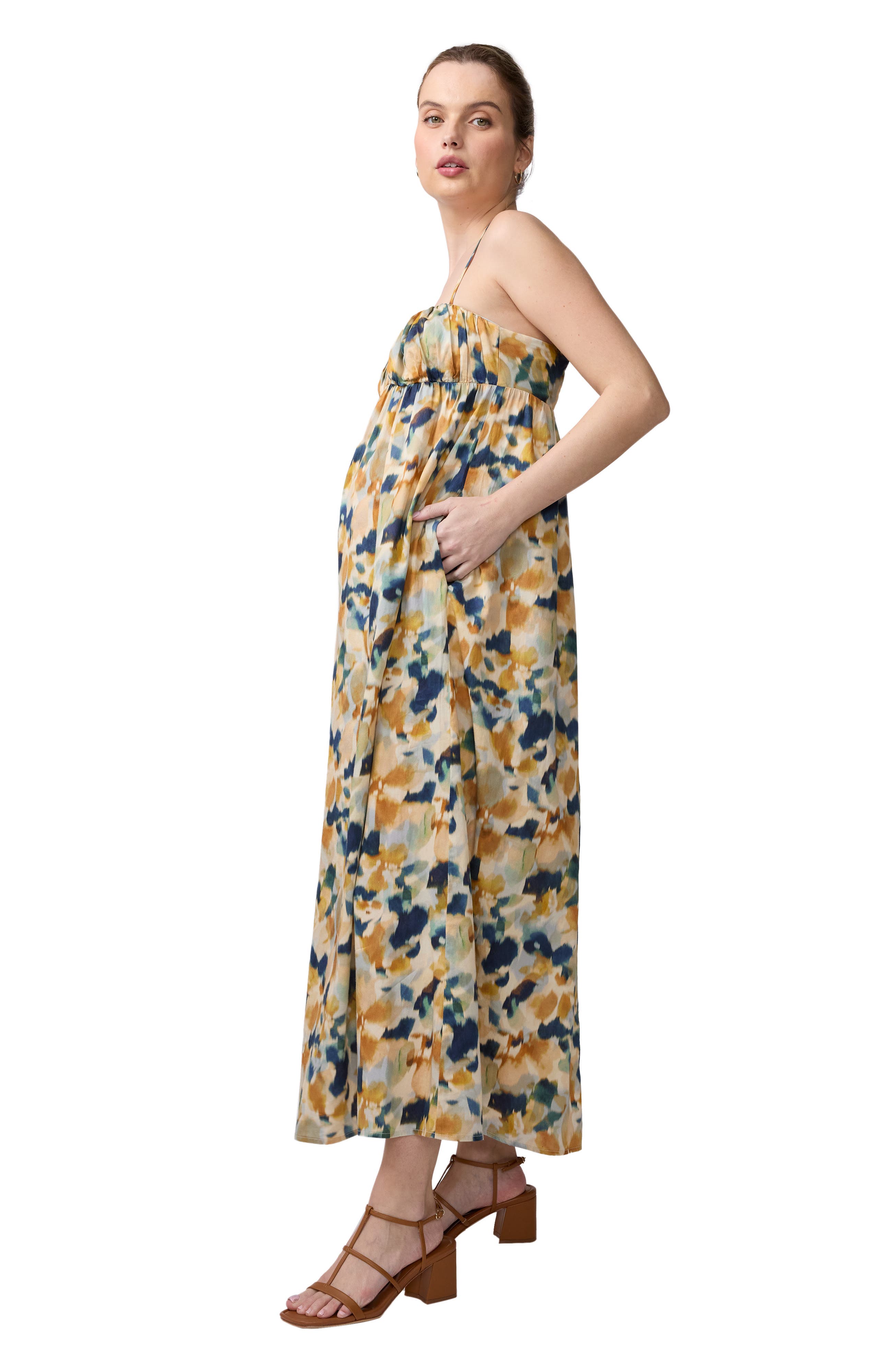 Printed Poplin Maxi Maternity Dress - image 2