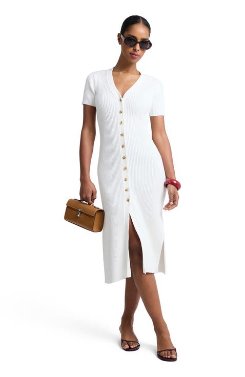 V-Neck Button Front Dress