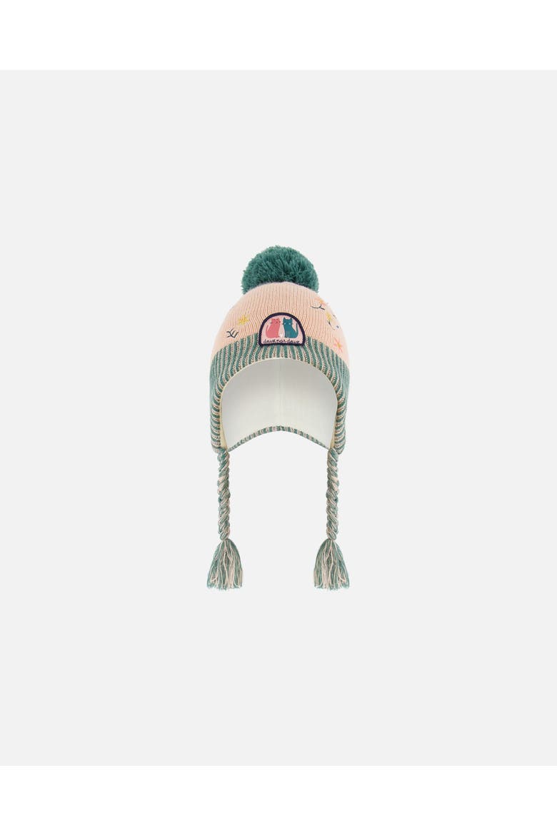 Baby Girl's Peruvian Knit Hat Light Pink, Sage Green And Flowers, Main, color, Embroidered Flowers