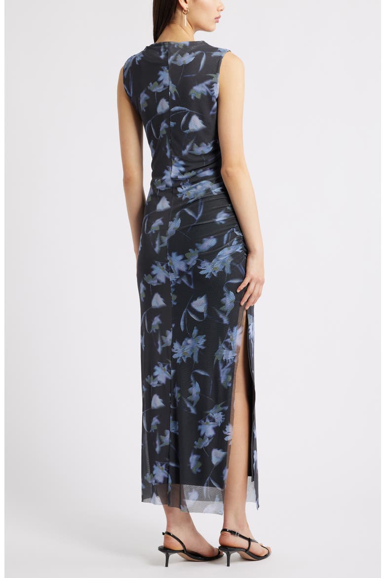 Mesh Body-Con Maxi Dress, Alternate, color, BLUE FALLING FLORAL