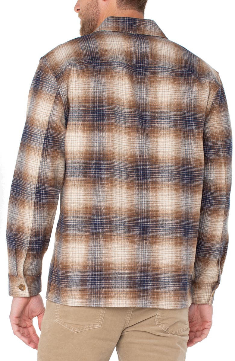 Liverpool Plaid Flannel Overshirt, Alternate, color, Chestnut/ Ivory