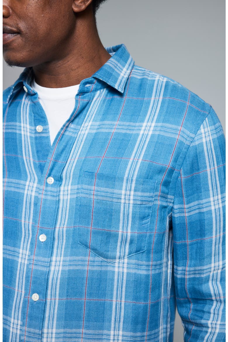 Cypress Plaid Double Face Cotton Button-Up Shirt, Alternate, color, WASHED INDIGO