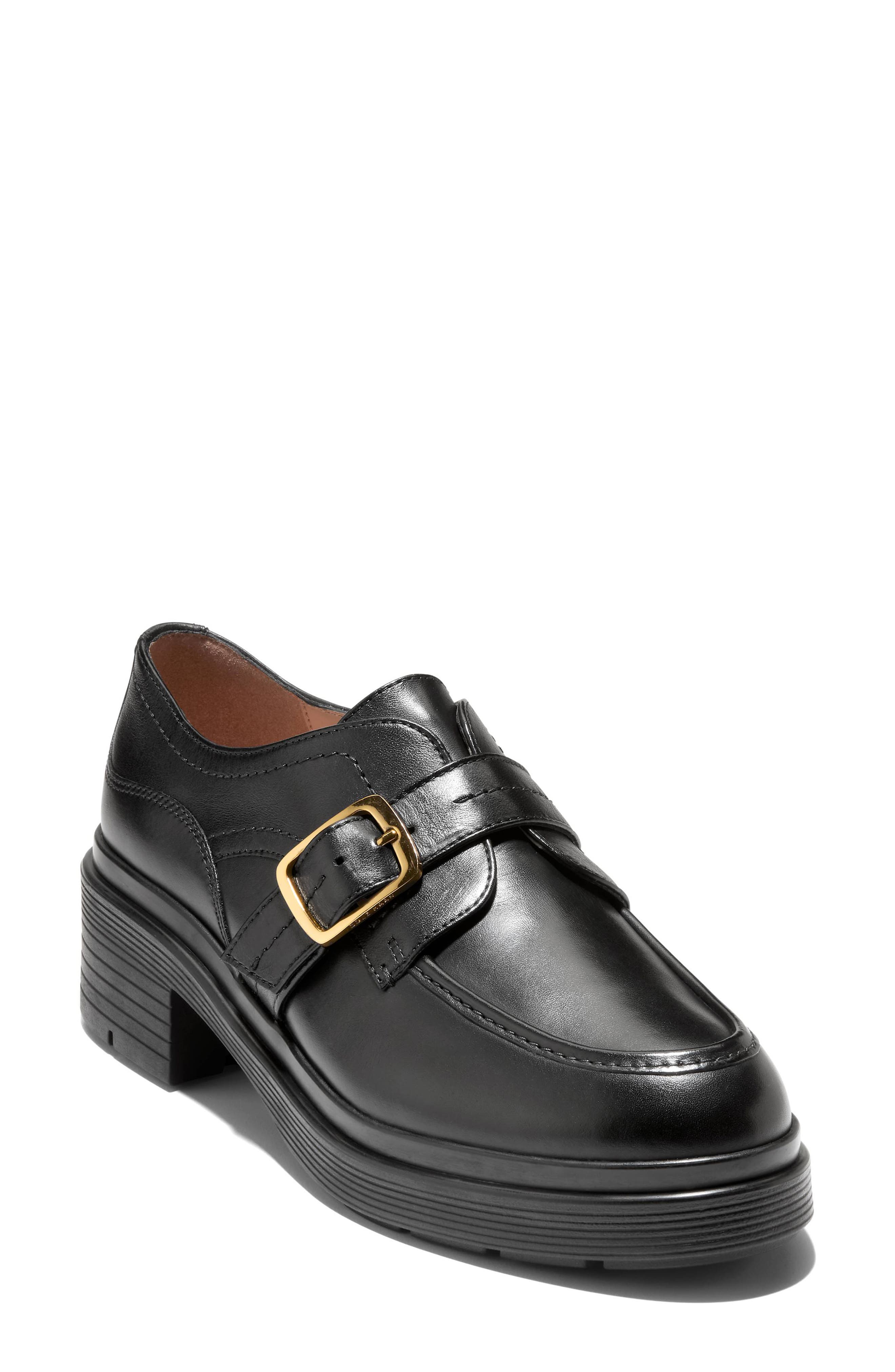 Cole Haan Carlitta Monk Strap Loafer, Main, color, Black Leather