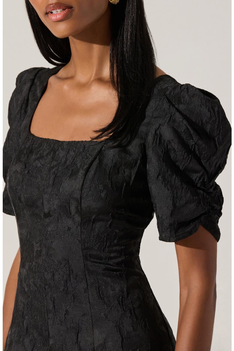 Mosella Puff Sleeve Midi Dress, Alternate, color, BLACK