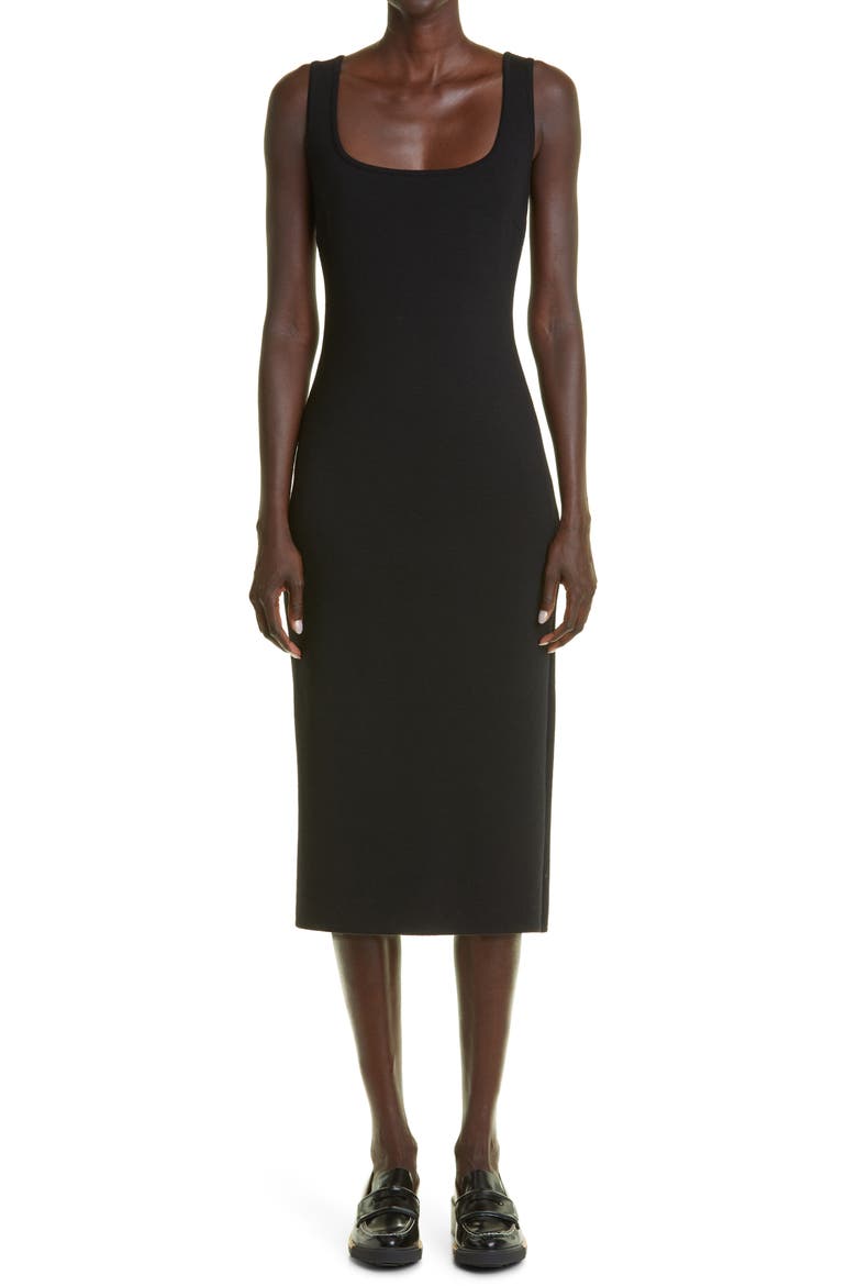 Onagro Square Neck Wool Blend Knit Midi Dress, Main, color, BLACK
