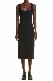 Onagro Square Neck Wool Blend Knit Midi Dress