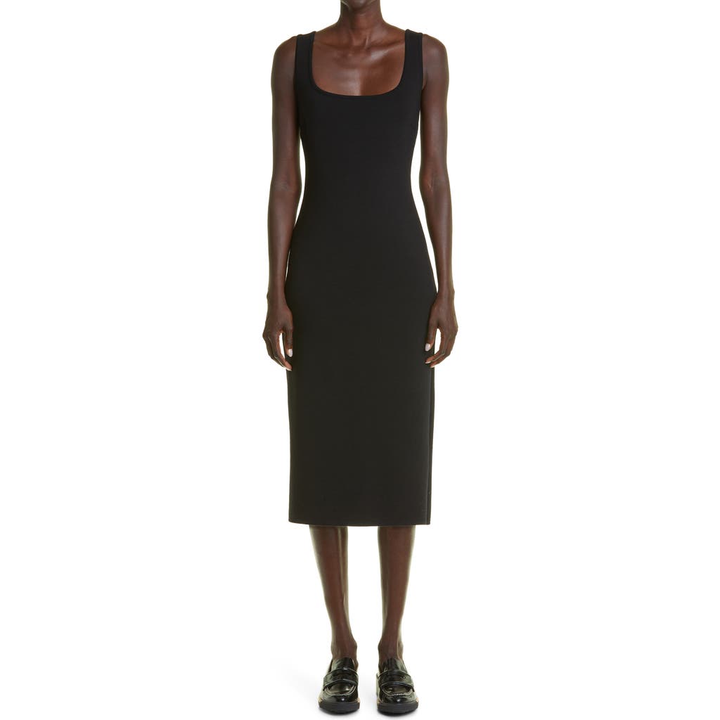 Max Mara Onagro Square Neck Wool Blend Knit Midi Dress In Black